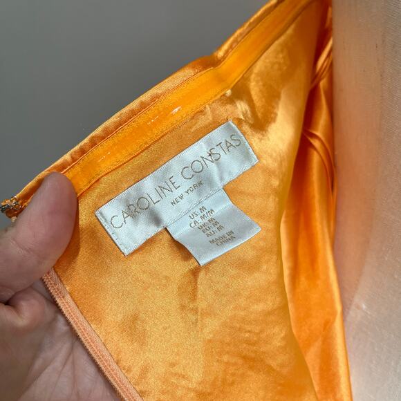 Caroline Constas Orange Sequin Midi Halter Dress Size M - Picture 4 of 9